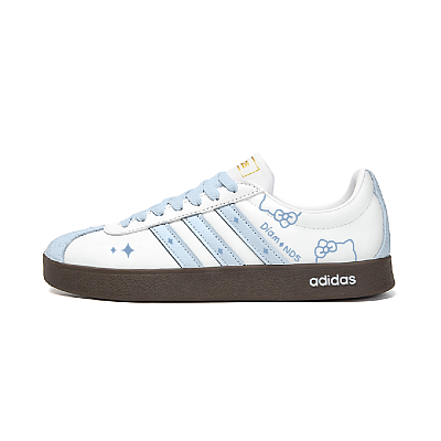 Adidas Vl Court Classic Cushioning, Wear Resistant Low Top Skateboard Shoes Unisex White Blue