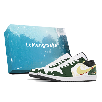 Jordan Air Jordan 1 Cushioned Slip-Resistant Low-Top Vintage Basketball Shoes Men's White Green