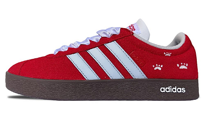 Adidas VL COURT 2.0 Slip Resistant Cushioning Balance Breathable Low Top Skateboard Shoes Unisex Scarlet