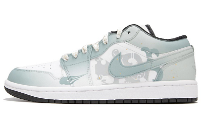 Jordan Air Jordan 1 Cushioned Slip-Resistant Low-Top Vintage Basketball Shoes Men's White Green