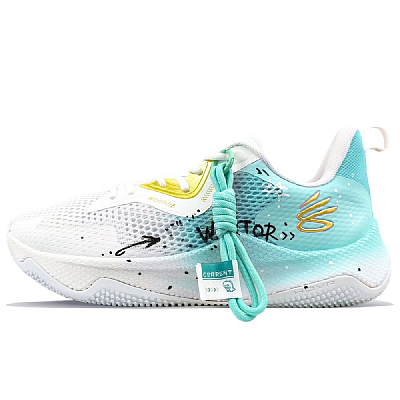 Under Armour Curry Splash 3 Anti-Slip Wear-Resistant Low-Top Basketball Shoes Men's White Blue
