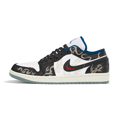 Jordan Air Jordan 1 Wear-Resistant Low-Top Vintage Basketball Shoes Unisex Black White