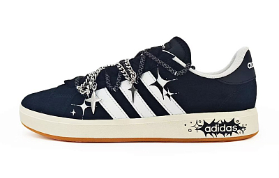 Adidas Grand Court Base 00s Star Anti Slip Wear Resistant Low Top Skateboard Shoes Men's Black