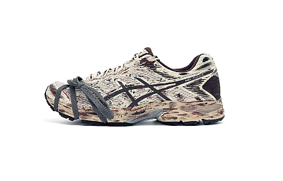 Asics Gel Flux 4 Abrasion Resistant Low Top Running Shoes Unisex Beige White Brown