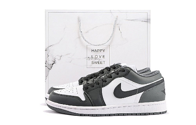 Jordan Air Jordan 1 Vintage Basketball Shoes Unisex Low Top Black Gray