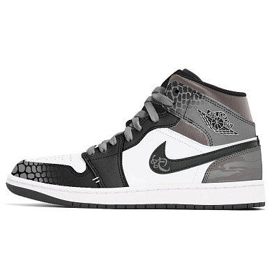 Jordan Jordan 1 Joy Lemon Abrasion-Resistant Slip-Resistant Mid-Top Vintage Basketball Shoes Unisex Black Gray Color