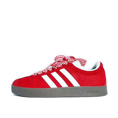 Adidas Neo VL Court Lifestyle Red Plaid Coverage Quick Dry Lightweight Low Top Skateboard Shoes Unisex Red White