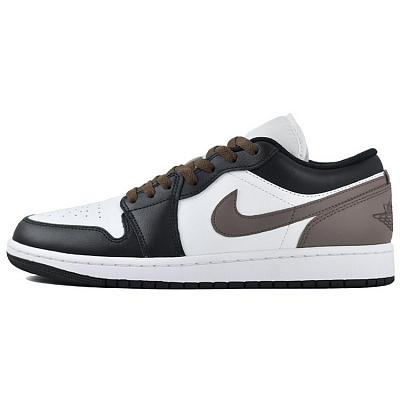 Jordan Air Jordan 1 Cushioning Anti-Slip And Wear-Resistant Low-Top Vintage Basketball Shoes Men's Black White Brown