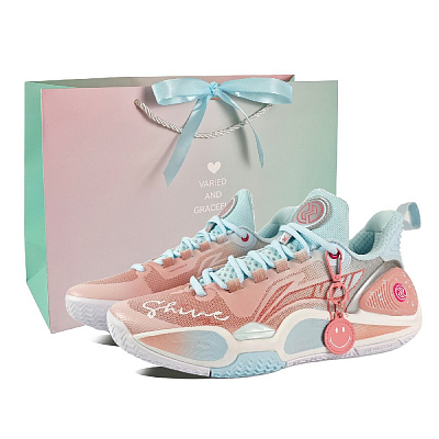 LiNing Cushioned Slip-Resistant Abrasion-Resistant Low-Top Basketball Shoes Men's Pink