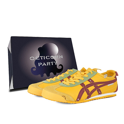 Onitsuka Tiger MEXICO 66 Octopus Party, Box Included Abrasion Resistant Low Top Casual Shoes Unisex Yellow Red