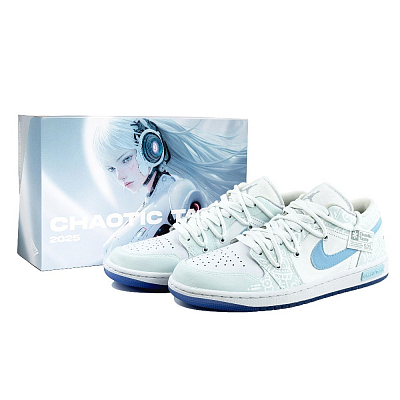 Jordan Air Jordan 1 Abrasion Resistant Low Top Skateboard Shoes Men's White Blue