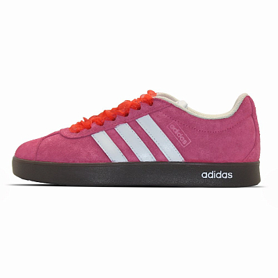 Adidas VL COURT 2.0 Anti-Slip Wear-Resistant Low-Top Skateboard Shoes Unisex White Pink
