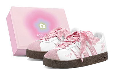 Adidas Neo VL Court 2.0 Pink Mist Journal Abrasion Resistant Low Top Skateboard Shoes Unisex Pink