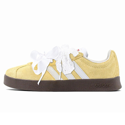 Adidas VL COURT 3.0 Abrasion Resistant Low Top Skateboard Shoes Unisex Yellow White