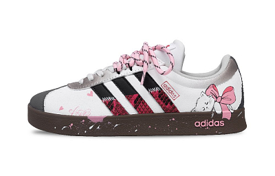 Adidas VL COURT 2.0 Anti-Slip Wear-Resistant Low-Top Skateboard Shoes Unisex Pink White
