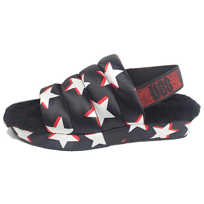 UGG Puff Yeah Stars Strap Sandals Unisex Black