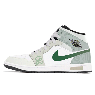 Jordan Air Jordan 1 Dust Collection Abrasion Resistant Mid Top Vintage Basketball Shoes Men's Cyan