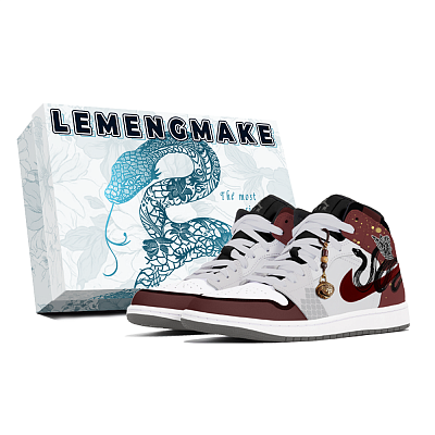 Jordan Air Jordan 1 Abrasion-Resistant Mid-Top Vintage Basketball Shoes Unisex Red Gray