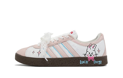 Adidas VL COURT 2.0 Pink Dream Bunny Abrasion Resistant Low Top Skateboard Shoes Unisex Pink White
