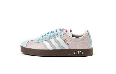 Adidas VL COURT 2.0 Abrasion Resistant Low Top Skateboard Shoes Unisex Brown Blue