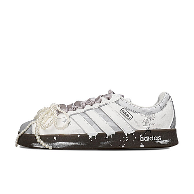 Adidas VL COURT 2.0 Lifestyle Rose Abrasion Resistant Low Top Skateboard Shoes Unisex Silver White
