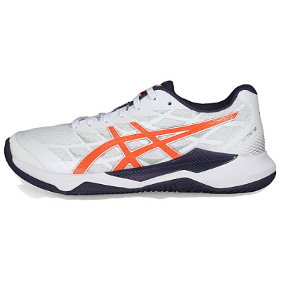 Asics Gel Tactic 12 Abrasion Resistant Low Top Badminton Shoes Unisex White Orange