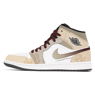 Jordan Air Jordan 1 Joy Lemon Abrasion-Resistant Mid-Top Vintage Basketball Shoes Unisex Beige Yellow