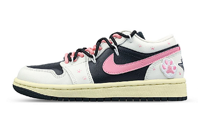 Jordan Air Jordan 1 Wear-Resistant Slip-Resistant Low-Top Vintage Basketball Shoes Women's Black Pink White