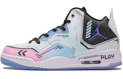 Jordan Courtside 23 Abrasion-Resistant Mid-Top Vintage Basketball Shoes Unisex Light Blue