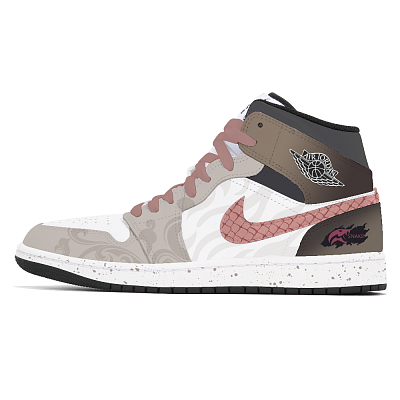 Jordan Air Jordan 1 Abrasion-Resistant Mid-Top Vintage Basketball Shoes Men's Pink Brown