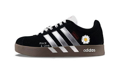 Adidas Neo VL Court 2.0 Abrasion Resistant Low Top Skateboard Shoes Unisex Black Silver