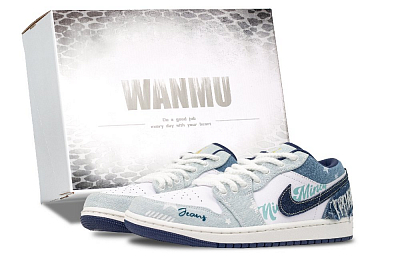 Jordan Air Jordan 1 Vintage Basketball Shoes Men Low Top Blue/White