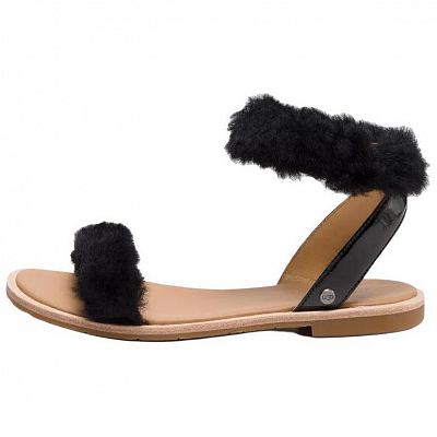 UGG FLUFF SPRINGS One Strap Sandals Women's Black