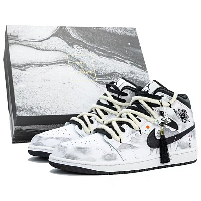Jordan Air Jordan 1 Abrasion Resistant Balance Mid Top Vintage Basketball Shoes Men's Ivory White