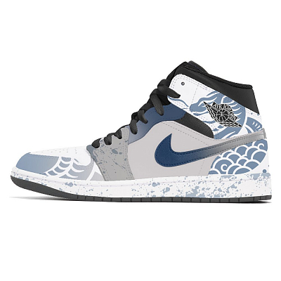 Jordan Jordan 1 Abrasion-Resistant Mid-Top Vintage Basketball Shoes Unisex Blue White