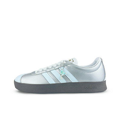 Adidas Neo VL Court 2.0 Silver Wing Lace Blue Abrasion Resistant Low Top Skateboard Shoes Women's Gray Blue