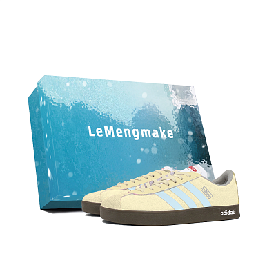 Adidas VL COURT 2.0 Lemon Joy Cushioning, Wear Resistant Low Top Skateboard Shoes Unisex Yellow Blue