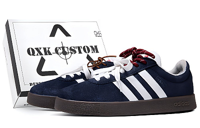 Adidas VL COURT 2.0 Abrasion Resistant Low Top Skateboard Shoes Unisex Blue White