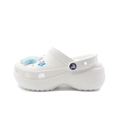 Crocs Classic Platform Lined Clog Underwater World, Cute Campus Clogs Unisex White