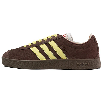 Adidas VL COURT 2.0 Anti-Slip Wear-Resistant Low-Top Skateboard Shoes Unisex Brown Yellow