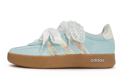 Adidas BARREDA REGO Hot Dog, Floral Sky Abrasion Resistant Low Top Skateboard Shoes Unisex Blue White