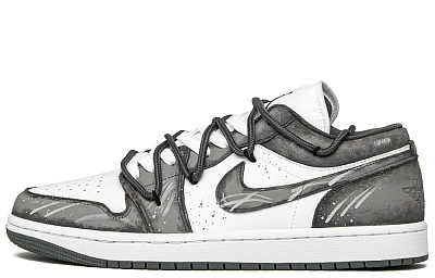 Jordan Air Jordan 1 Galaxy Heart Cushioning Slip Resistant Low Top Vintage Basketball Shoes Men's Gray