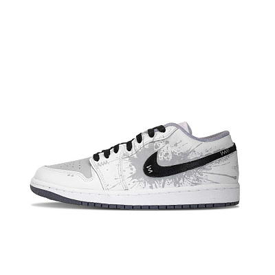 Jordan Air Jordan 1 Ink Hall Anti Slip Wear Resistant Low Top Vintage Basketball Shoes Men's Light Gray