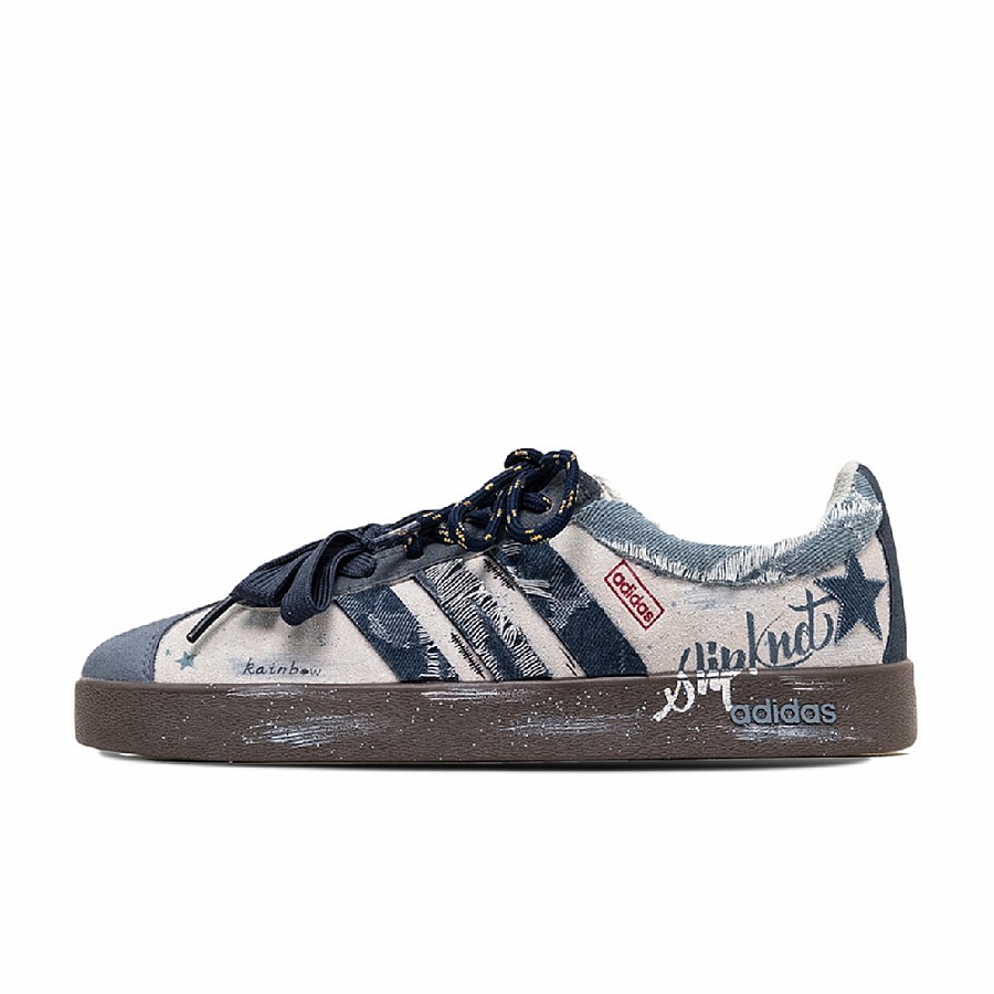 Adidas VL COURT 2.0 ADCDAVINCI Star Tide Shock Absorbers Low Top Skateboard Shoes Unisex Blue Gray купить в интернет-магазине Yoocart с быстрой доставкой по России.