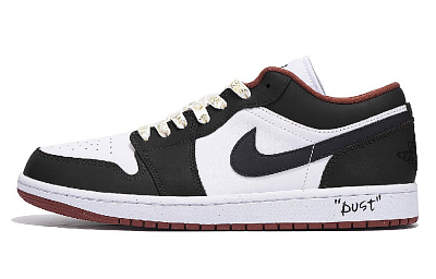 Jordan Air Jordan 1 Low Top Vintage Basketball Shoes Unisex Black Red
