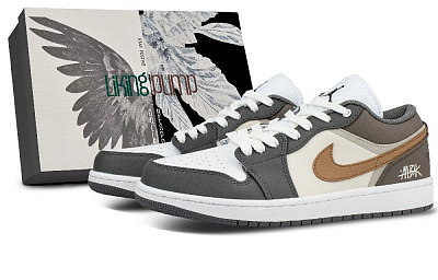 Jordan Air Jordan 1 Low Top Vintage Basketball Shoes Unisex Gray