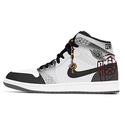 Jordan Air Jordan 1 Joy Lemon Abrasion-Resistant Mid-Top Vintage Basketball Shoes Unisex Black White