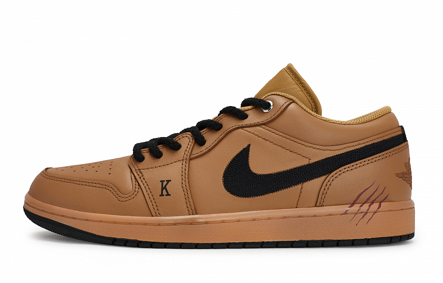 Jordan Air Jordan 1 Anti Slip Wear Resistant Low Top Vintage Basketball Shoes Men's Black Tan купить в интернет-магазине Yoocart с быстрой доставкой по России.