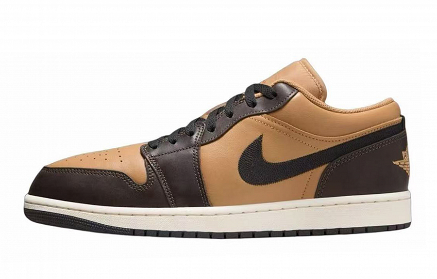 Jordan Air Jordan 1 Anti Slip Wear Resistant Low Top Vintage Basketball Shoes Men's Black Tan купить в интернет-магазине Yoocart с быстрой доставкой по России.