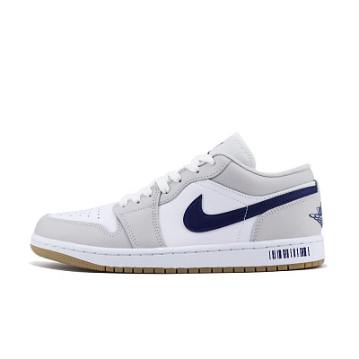 Jordan Air Jordan 1 Slip Resistant Shock Absorbers Low Top Vintage Basketball Shoes Unisex White Gray